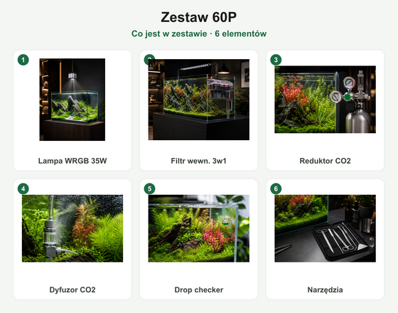 Zestaw 60P — kompletny zestaw do akwarium 60 litrów